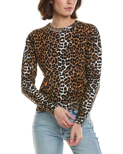 Brodie Cashmere Leopard Crewneck Cashmere-blend Sweater In Animal Print