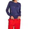 Brodie Cashmere Lobster Crew Sweater In Navy In Blue
