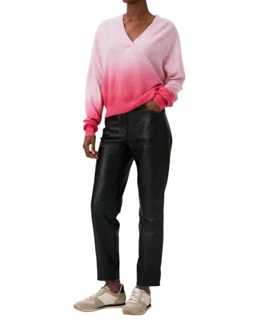 Brodie Cashmere Long Sleeve Cashmere Sweater In Pink Ombre In Multi