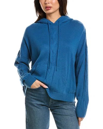 Brodie Cashmere Lounge Cable Wool & Cashmere-blend Hoodie In Blue