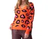 Brodie Cashmere Lucy Leopard Crew Sweater In Neon Orange/neon Pink In Multi