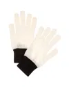 Brodie Cashmere Lurex Cuff Cashmere Gloves In White