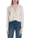 Brodie Cashmere Lurex Trim Wool & Cashmere-blend Cardigan In White