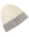 Brodie Cashmere Lurex Turn Up Cashmere Beanie In White
