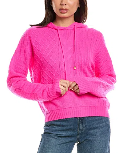 Brodie Cashmere Luxe Cable Cashmere Hoodie In Diva Pink