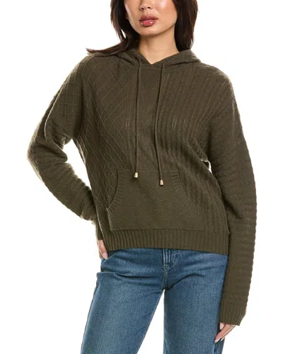 Brodie Cashmere Luxe Cable Cashmere Hoodie In Green