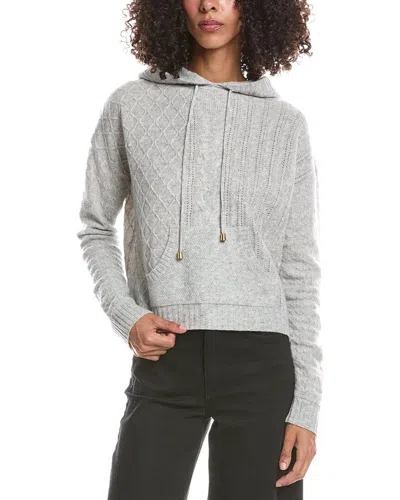 Brodie Cashmere Luxe Cable Cashmere Hoodie In Gray