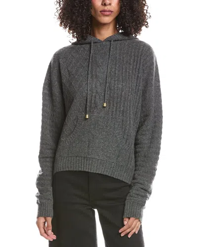Brodie Cashmere Luxe Cable Cashmere Hoodie In Pink