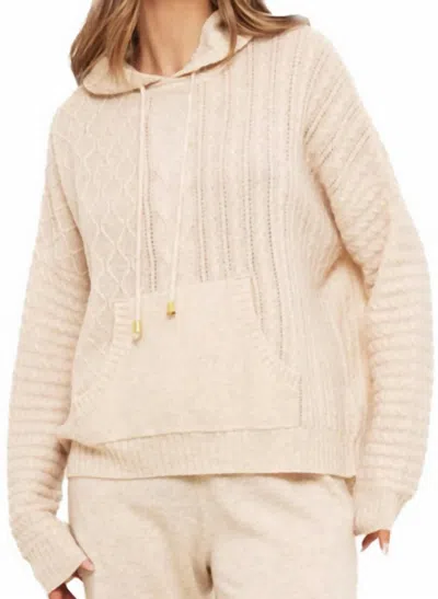 Brodie Cashmere Luxe Cable Hoodie In Cygnet In Multi