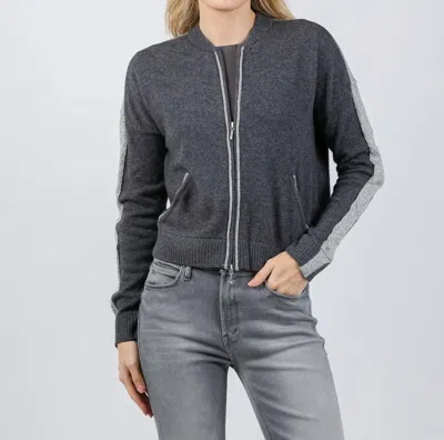 Brodie Cashmere Luxe Cashmere Bomber Jacket In Derby Grey In Multi
