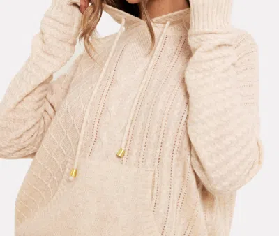 Brodie Cashmere Luxe Cashmere Cable Hoodie In Cygnet In Multi
