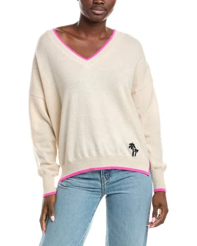 Brodie Cashmere Malibu Sunset V-neck Cashmere Sweater In Neutral