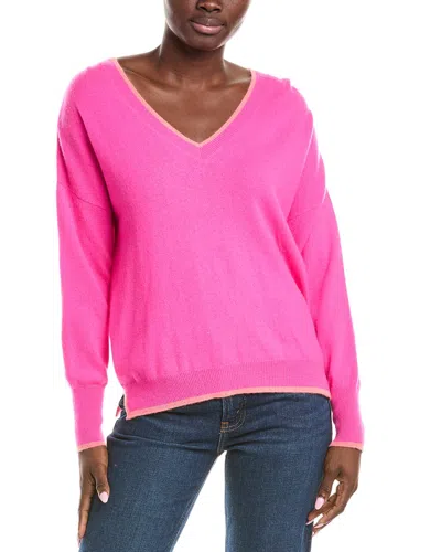 Brodie Cashmere Malibu Sunset V-neck Cashmere Sweater In Pink