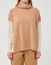 Brodie Cashmere Margot Colorblock Sweater In Camel Antique White Colorblock In Multi