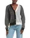 Brodie Cashmere Mila Geo Trim Cardigan In Black