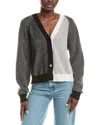 Brodie Cashmere Chloe Colorblock Cardigan In Black