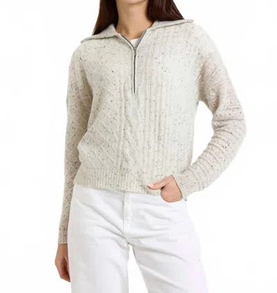 Brodie Cashmere Mix Cable Cashmere Half Zip Jumper In Forst In Neutral