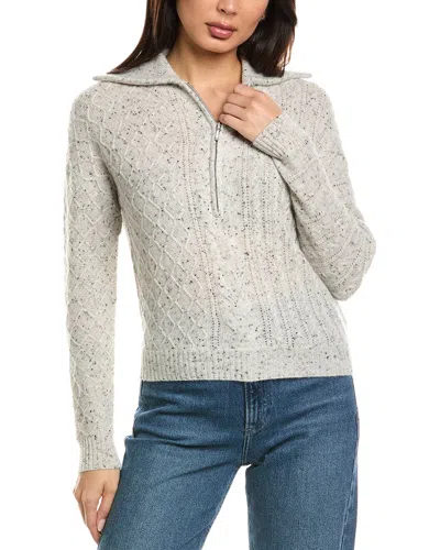 Brodie Cashmere Mix Cable Half Zip Cashmere Sweater In Green