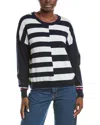 Brodie Cashmere Mix Stripe Pepper Cashmere Sweater In Blue