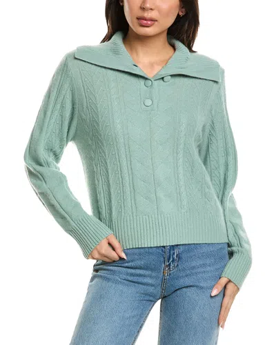 Brodie Cashmere Mixed Cable Collared Button Up Cashmere Polo Sweater In Multi
