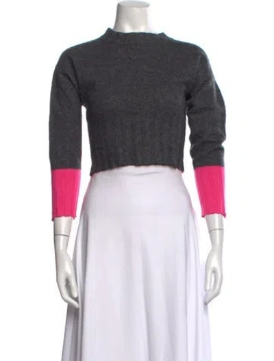Pre-owned Brodie Cashmere Mock Neck Sweater In Grey/pink