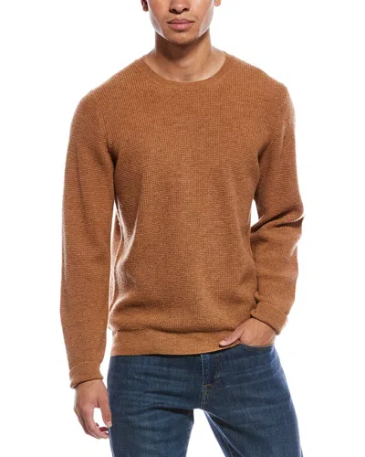 Brodie Cashmere Moss Stitch Wool & Cashmere-blend Crewneck Sweater In Orange