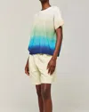 Brodie Cashmere Ombre Cashmere Tee In Blue Bali Print In Multi