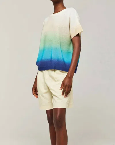 Brodie Cashmere Ombre Cashmere Tee In Blue Bali Print In Multi
