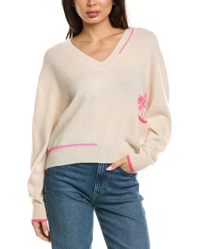 Brodie Cashmere Palm Pocket V-neck Cashmere Sweater In Neutral