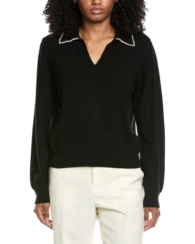 Brodie Cashmere Pearl Collar Wool & Cashmere-blend Sweater In Green