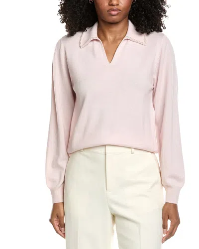 Brodie Cashmere Pearl Collar Wool & Cashmere-blend Sweater In Pink