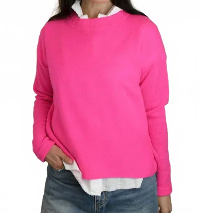 Brodie Cashmere Pearl Crew Sweater In Diva Pink