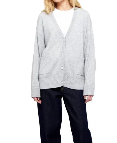 Brodie Cashmere Penny Roll Edge Cardigan In Super Grey