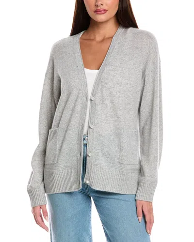 Brodie Cashmere Penny Roll Edge Cashmere Cardigan In Gray