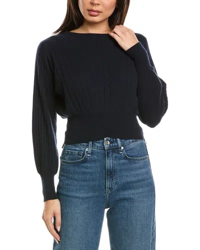 Brodie Cashmere Pixie Ribbed Crewneck Cashmere Sweater In Blue