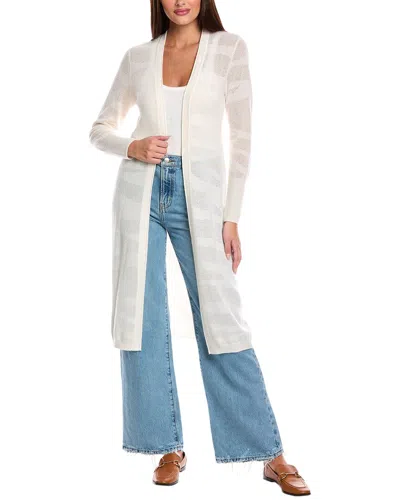 Brodie Cashmere Pointelle Zebra Maxi Cashmere Cardigan In White