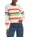 Brodie Cashmere Pop Stripe Cashmere Sweater In Neutral