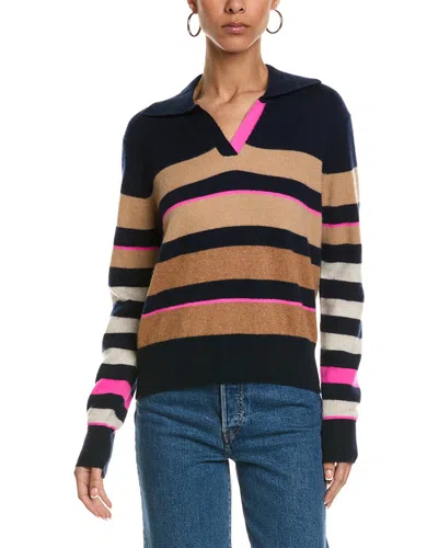 Brodie Cashmere Pop Stripe Rugby Cashmere Sweater In Multi