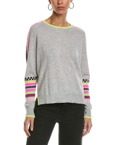 Brodie Cashmere Popping Fairisle Cashmere Sweater In Gray