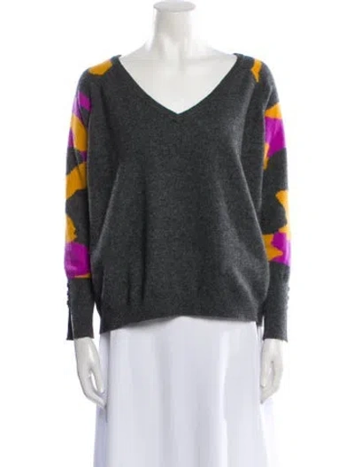 Pre-owned Brodie Cashmere Printed Sweater In Gray