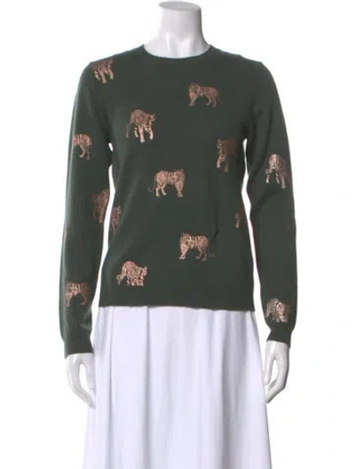 Pre-owned Brodie Cashmere Printed Sweater In Green