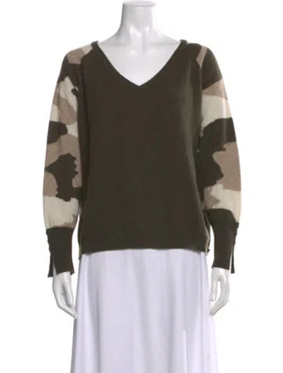 Pre-owned Brodie Cashmere Printed Sweater In Green