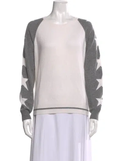 Pre-owned Brodie Cashmere Printed Sweater In White