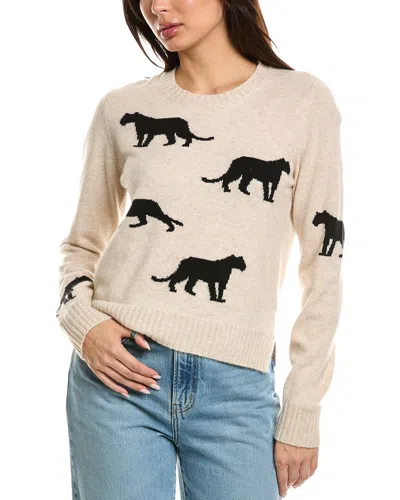 Brodie Cashmere Prowling Pantha Crewneck Cashmere Sweater In Nude