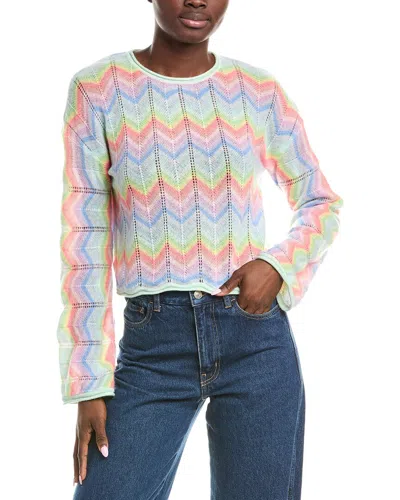 Brodie Cashmere Rainbow Chevron Slash Neck Cashmere Sweater In Multi