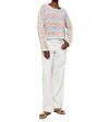 Brodie Cashmere Rainbow Chevron Slash Neck Sweater In Apple Mist Neon In Multi