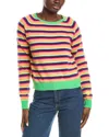 Brodie Cashmere Rainbow Stripe Smiley Cashmere Sweater In Multi