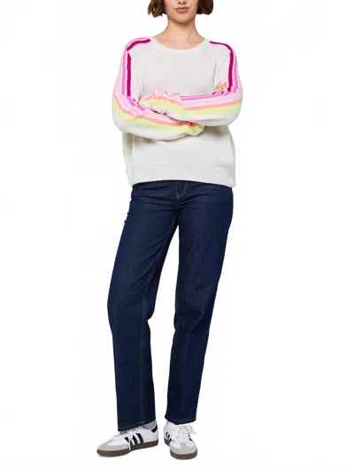 Brodie Cashmere Ramona Mini Crew Sweater In Haze In White