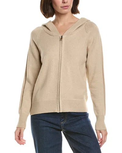Brodie Cashmere Ribbed Zip Up Cashmere-blend Hoodie In Brown