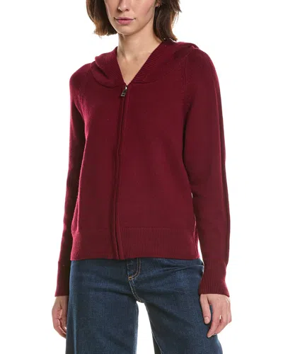 Brodie Cashmere Ribbed Zip Up Cashmere-blend Hoodie In Red